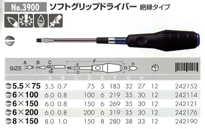 SOFT GRIP SCREW DRIVER INSULATION TYPE